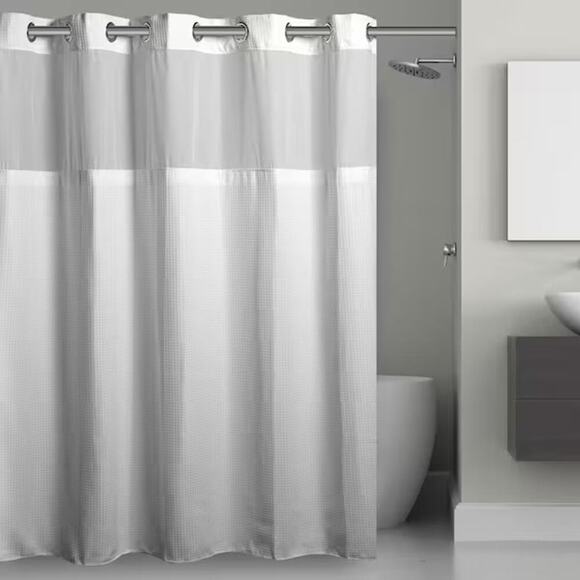 Hookless White Waffle 3-in-1 Fabric Shower Curtain w/ Liner 71”x86” – NEW! - Picture 1 of 10